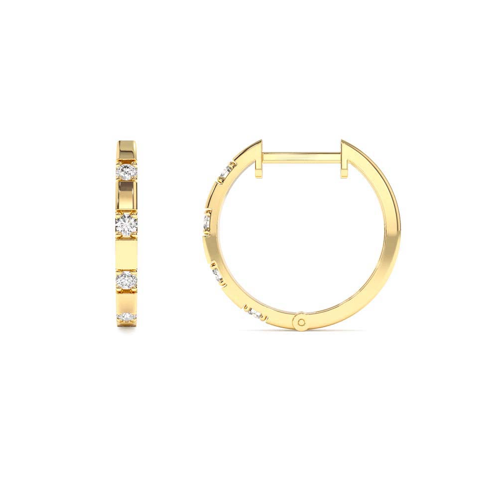 Dainty Diamond Hoop Earrings in 14K Gold — view 2