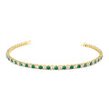 Prong Setting Diamond and Emerald Tennis Bracelet in 14K Gold — view 1