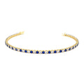 Prong Setting Diamond and Sapphire Tennis Bracelet in 14K Gold — view 1