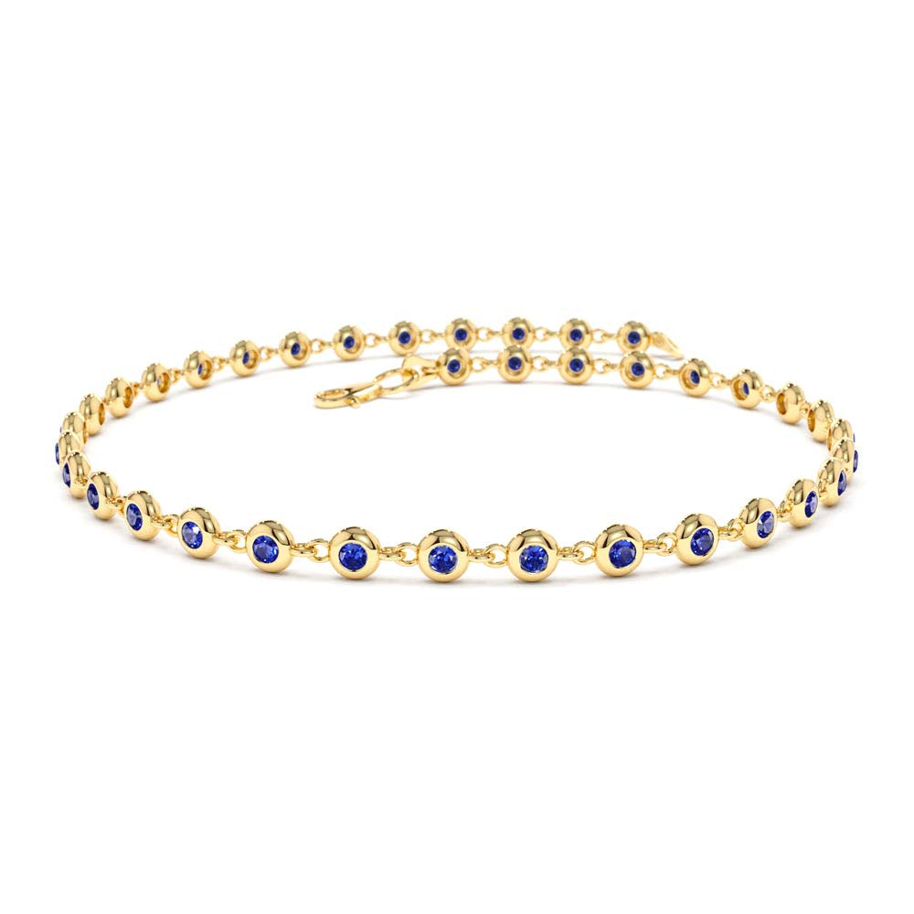Bezel Set Sapphire Tennis Bracelet in 14K Gold — view 1