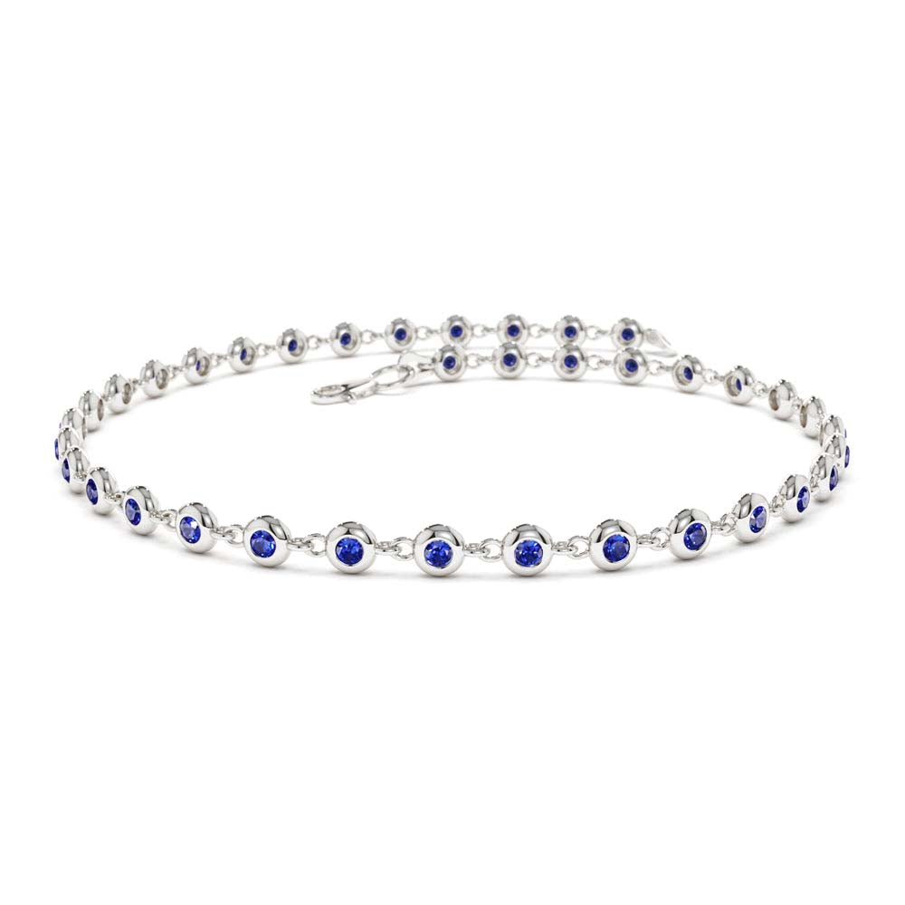Bezel Set Sapphire Tennis Bracelet in 14K Gold — view 4