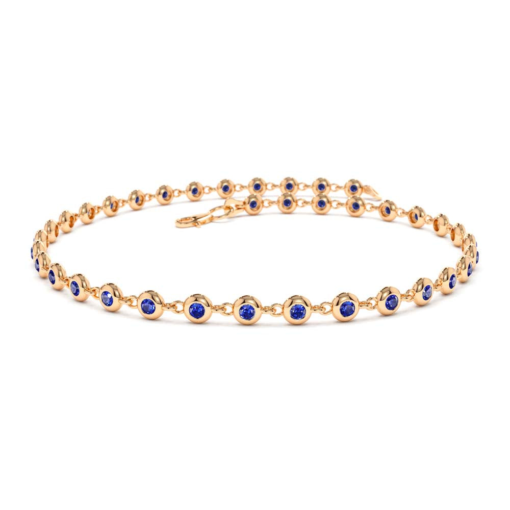 Bezel Set Sapphire Tennis Bracelet in 14K Gold — view 5