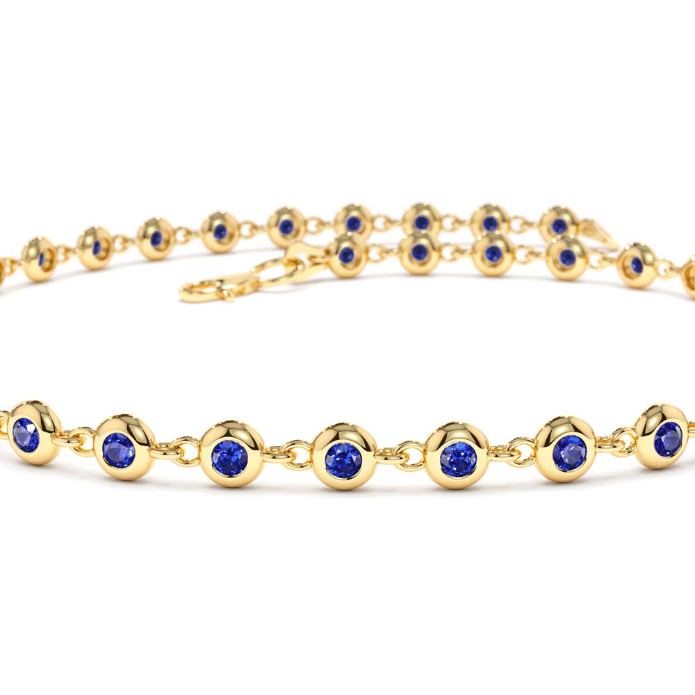 Bezel Set Sapphire Tennis Bracelet in 14K Gold — view 2