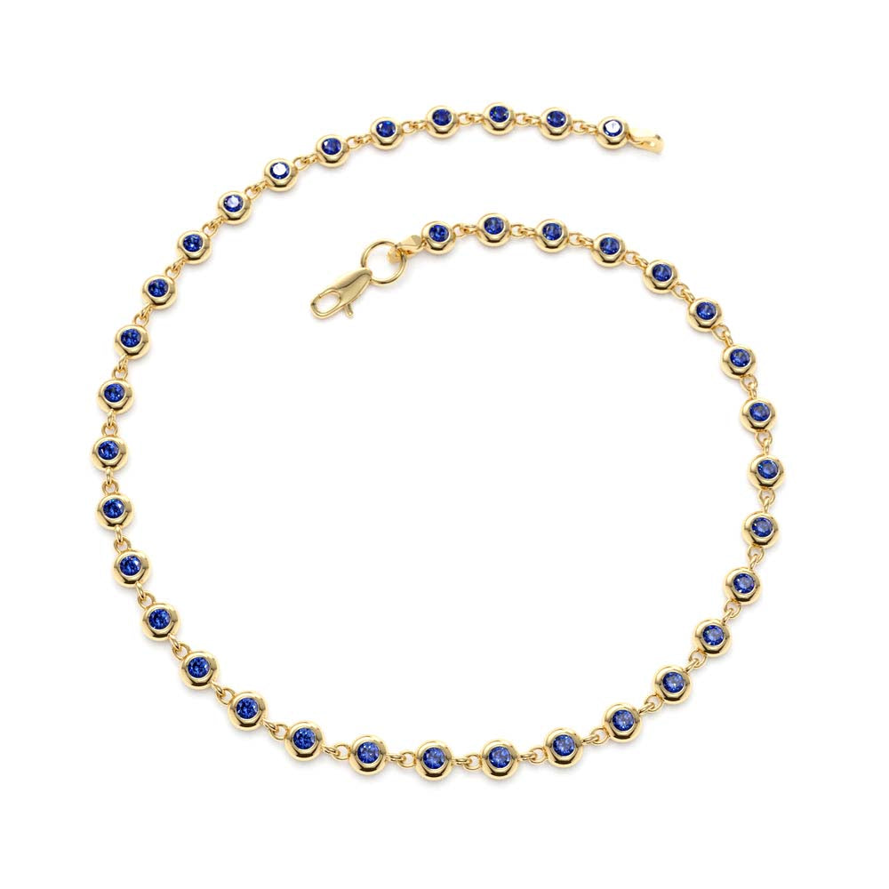 Bezel Set Sapphire Tennis Bracelet in 14K Gold — view 3