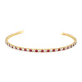 Prong Setting Diamond and Ruby Tennis Bracelet in 14K Gold — view 1