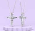 14K 11-Stone 4-Prong Cross Pendant
