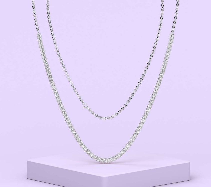 14K 4-Prong Straight Line Necklace