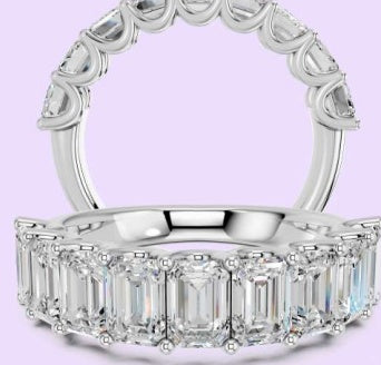 14K Emerald 9-Stone U-Prong Ring