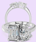 14K Emerald and Pear Toi et Moi Ring
