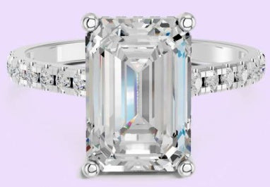 14K Emerald Cathedral Hidden Halo Ring with Diamond Shank