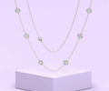 14K Emerald Diamond Station Necklace