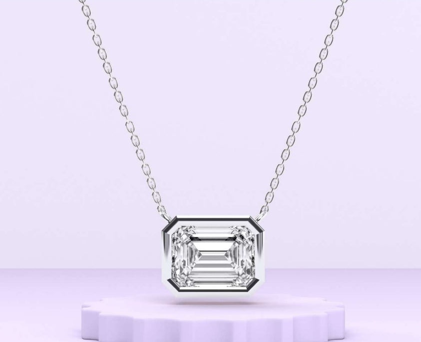 14K Emerald Fancy Solitaire Pendant