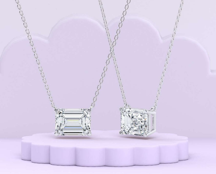 14K Emerald Floating Diamond Solitaire Pendant