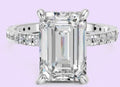 14K Emerald Hidden Halo Diamond Shank Ring QG