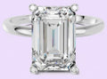 14K Emerald Hidden Halo Ring with Plain Shank