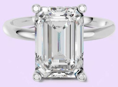 14K Emerald Hidden Halo Ring with Plain Shank