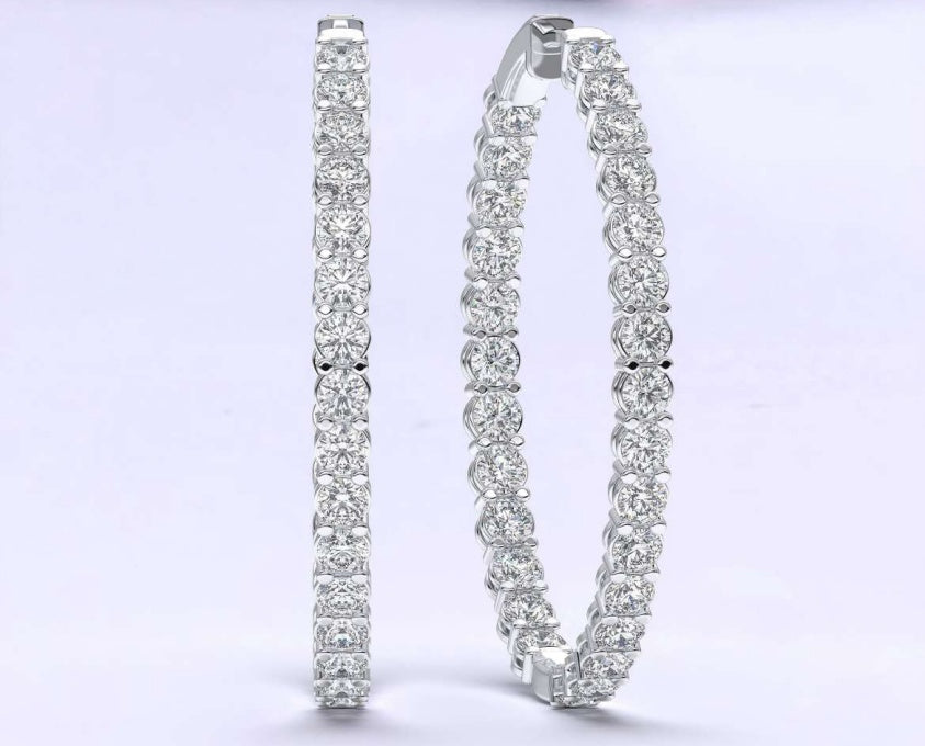 14K Lightweight Oval Inside-Out Hoop Earrings