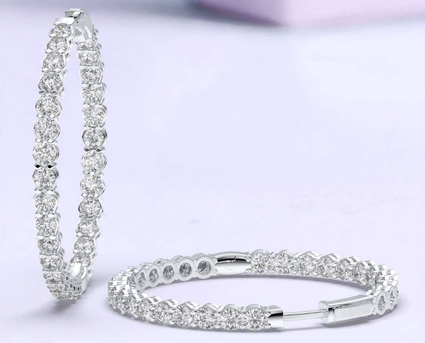 14K Lightweight Round Inside-Out Hoop Earrings