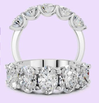 14K Oval 5-Stone U-Prong Ring