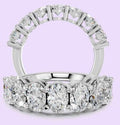 14K Oval 7-Stone 4-Prong Flat Shank Ring