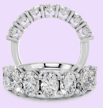 14K Oval 7-Stone 4-Prong Flat Shank Ring