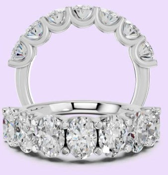 14K Oval 7-Stone U-Prong Ring