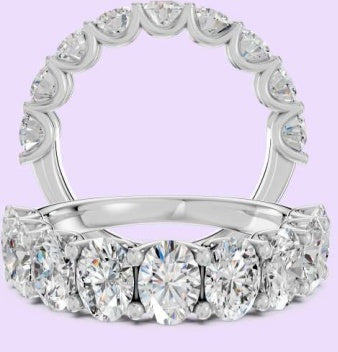 14K Oval 9-Stone U-Prong Ring