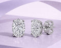14K Oval Basket Solitaire Stud Earrings