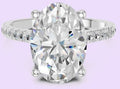 14K Oval Cathedral Hidden Halo Ring with Diamond Shank