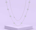 14K Oval Diamond Station Necklace