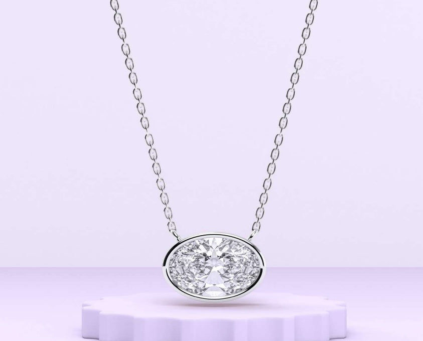 14K Oval Fancy Solitaire Pendant