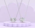 14K Oval Floating Diamond Solitaire Pendant