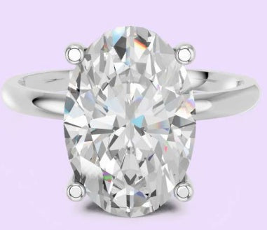 14K Oval Hidden Halo Ring with Plain Shank