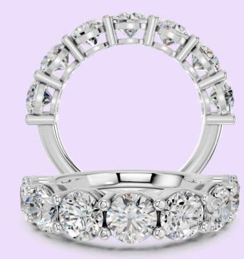 14K Round 7-Stone 4-Prong Flat Shank Ring