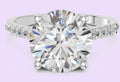 14K Round Cathedral Hidden Halo Ring with Diamond Shank