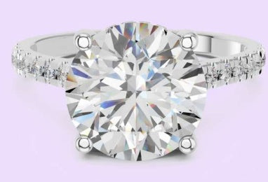 14K Round Cathedral Hidden Halo Ring with Diamond Shank