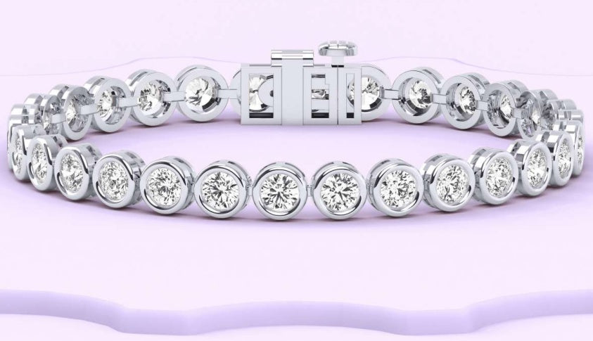 14K Round Diamond Bezel Bracelet