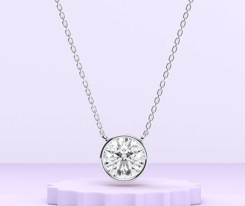 14K Round Fancy Solitaire Pendant