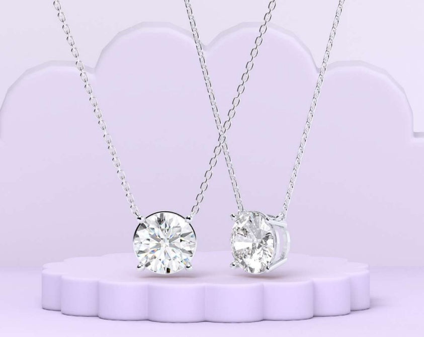 14K Round Floating Diamond Solitaire Pendant