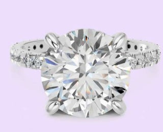 14K Round Hidden Halo Diamond Shank Ring QG