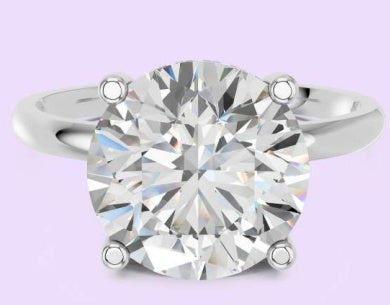 14K Round Hidden Halo Ring with Plain Shank